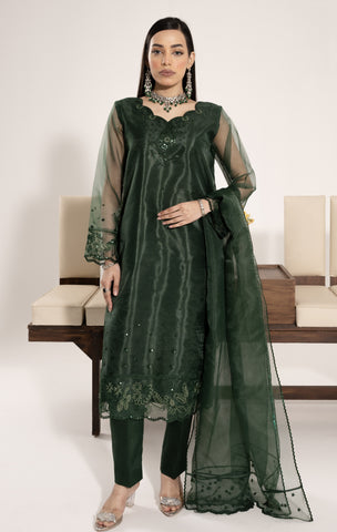 Organza 3pc Suit-Bottle Green