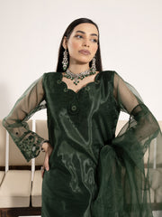 Organza 3pc Suit-Bottle Green