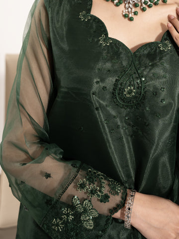 Organza 3pc Suit-Bottle Green