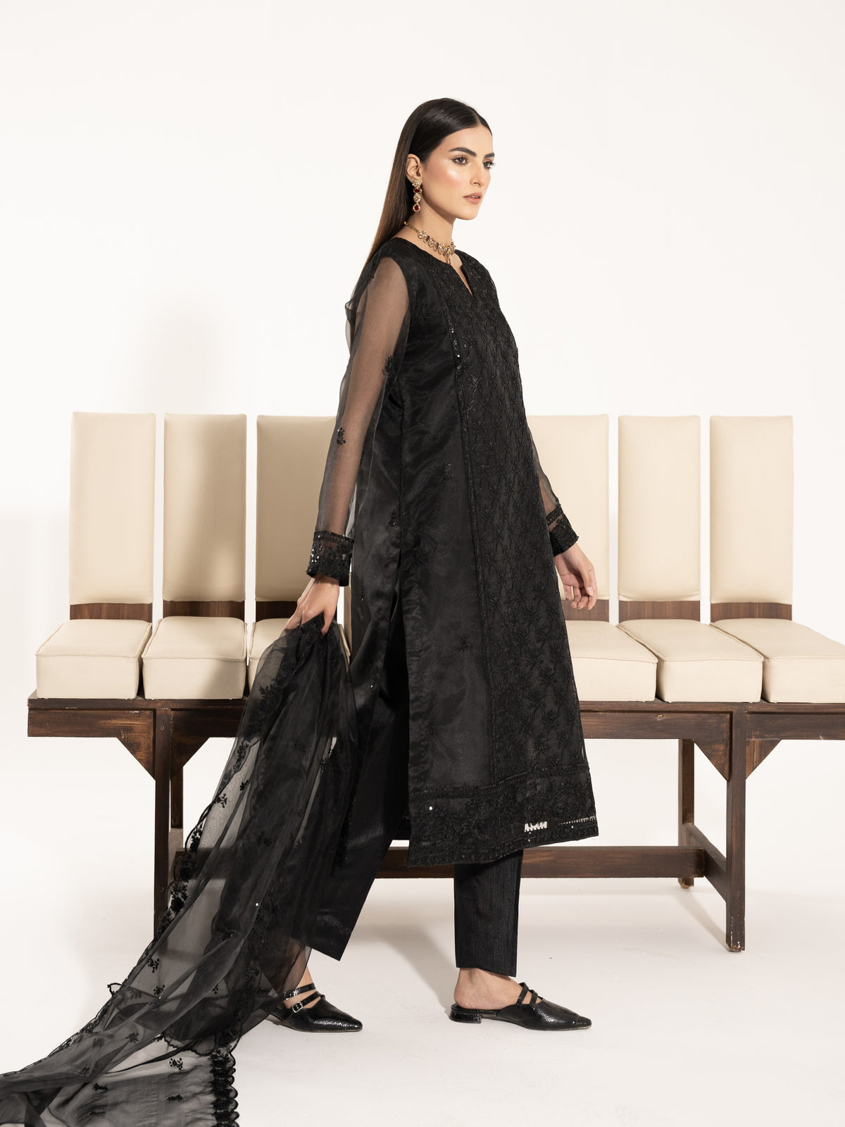 Organza 3pc Suit-Black