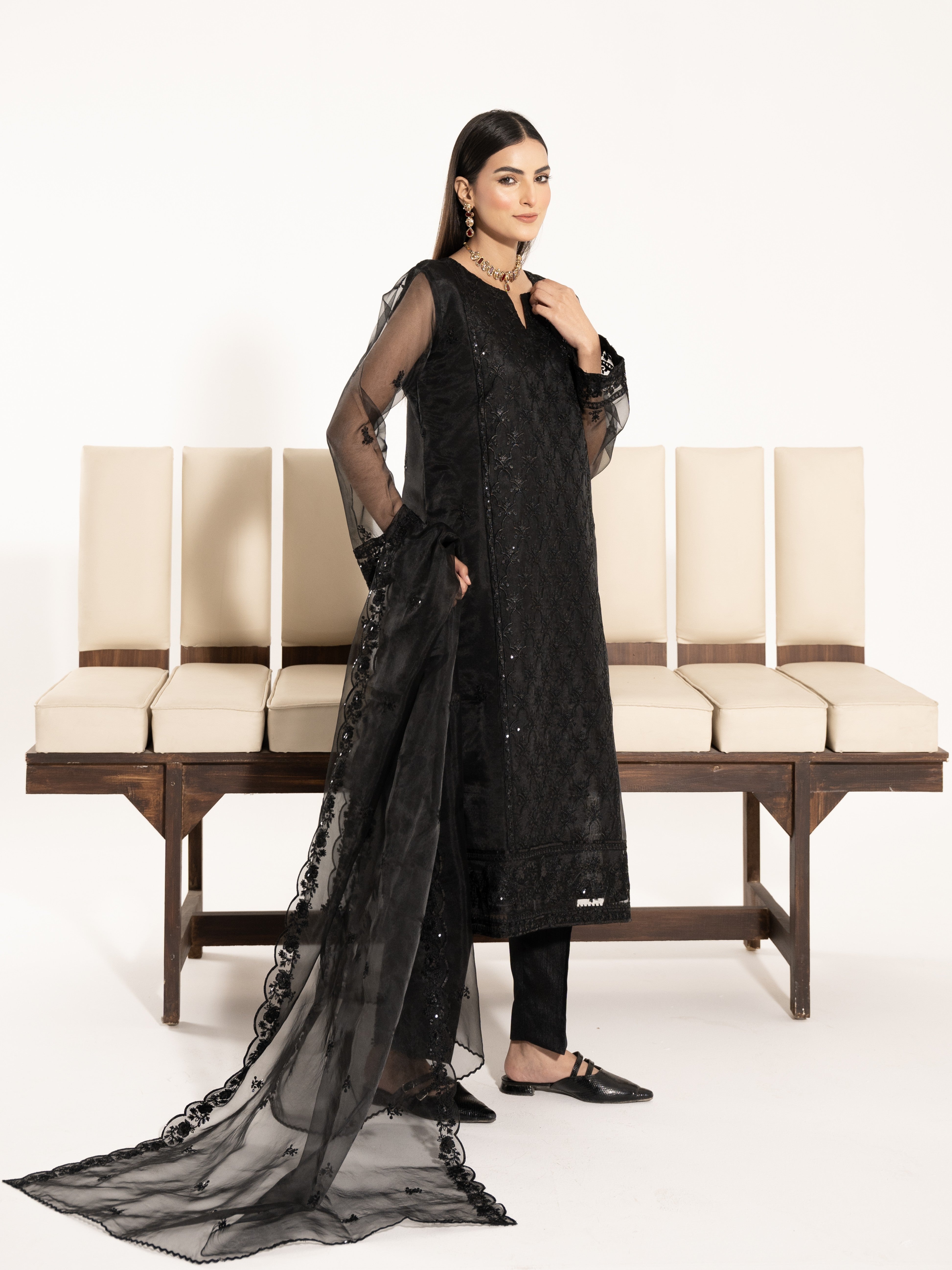 Organza 3pc Suit-Black