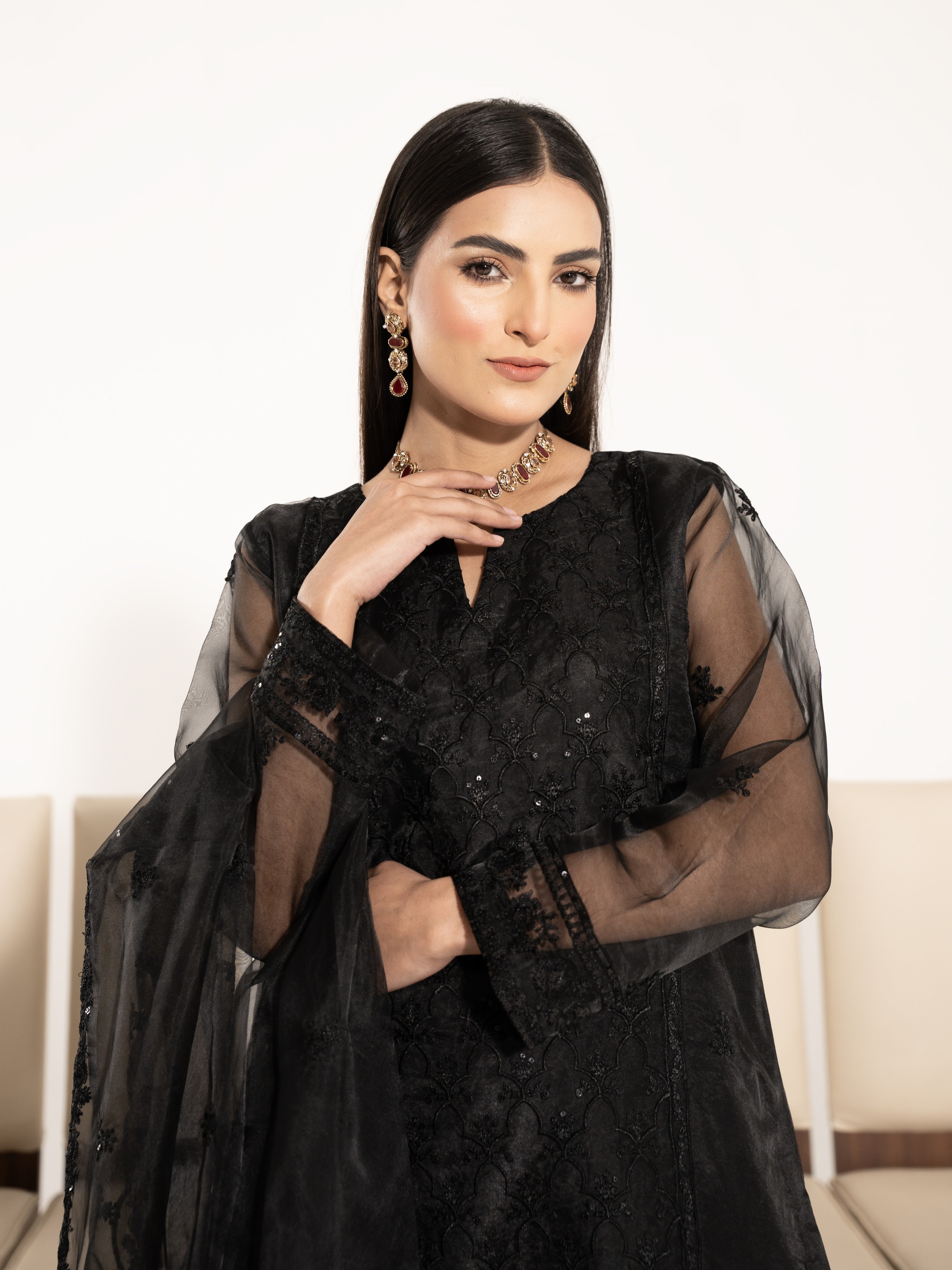 Organza 3pc Suit-Black