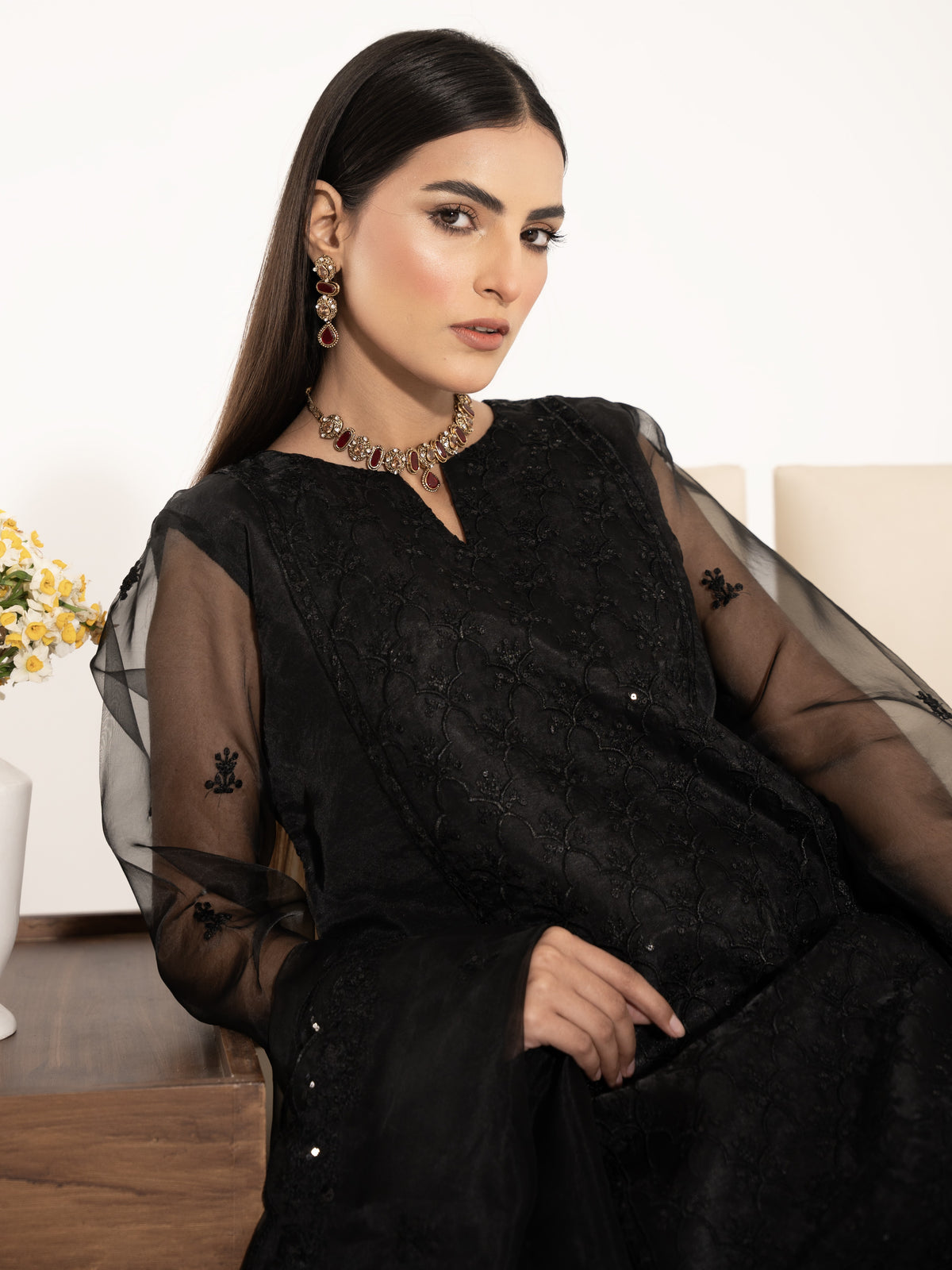 Organza 3pc Suit-Black