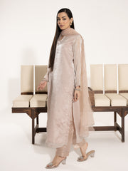Swarovski Hand Embellished Silk 3pc Suit-Ivory Pink