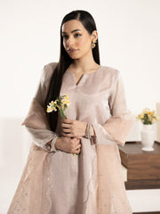 Swarovski Hand Embellished Silk 3pc Suit-Ivory Pink
