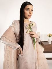 Swarovski Hand Embellished Silk 3pc Suit-Ivory Pink