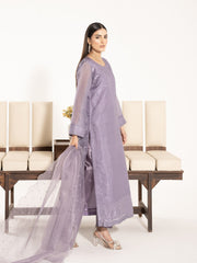 Swarovski Hand Embellished Silk 3pc Suit-Lilac