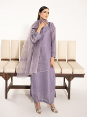 Swarovski Hand Embellished Silk 3pc Suit-Lilac