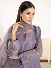 Swarovski Hand Embellished Silk 3pc Suit-Lilac