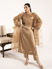 Sheesha Silk 3pc Suit- Antique Gold