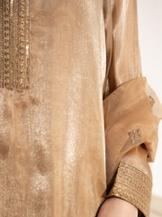Sheesha Silk 3pc Suit- Antique Gold