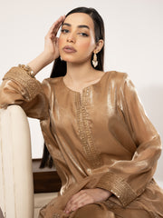 Sheesha Silk 3pc Suit- Antique Gold
