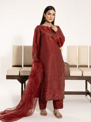 Sheesha Silk 3pc Suit-Maroon