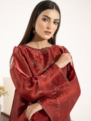 Sheesha Silk 3pc Suit-Maroon