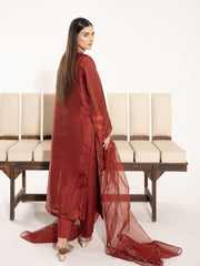 Sheesha Silk 3pc Suit-Maroon