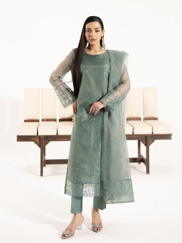 Organza 3pc Suit-Sage Green