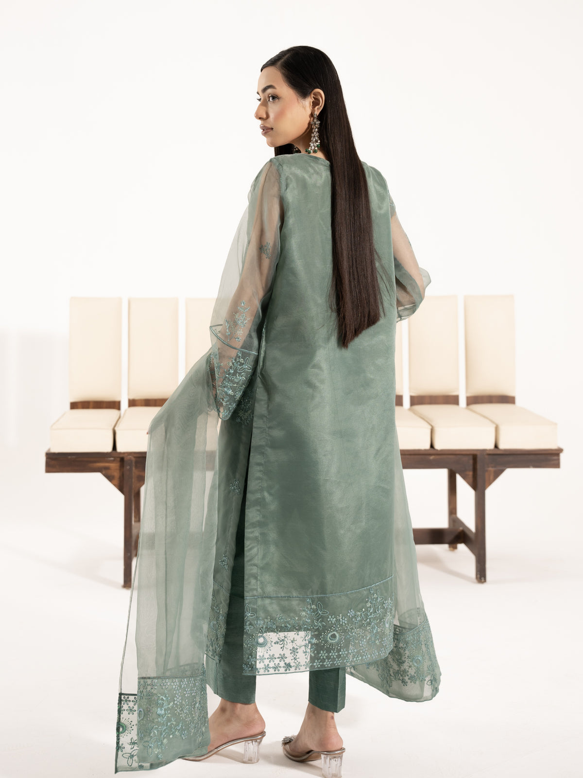 Organza 3pc Suit-Sage Green
