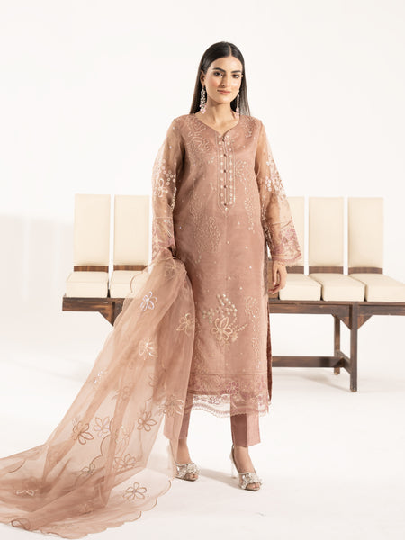 Organza 3pc Suit-Dusty Peach
