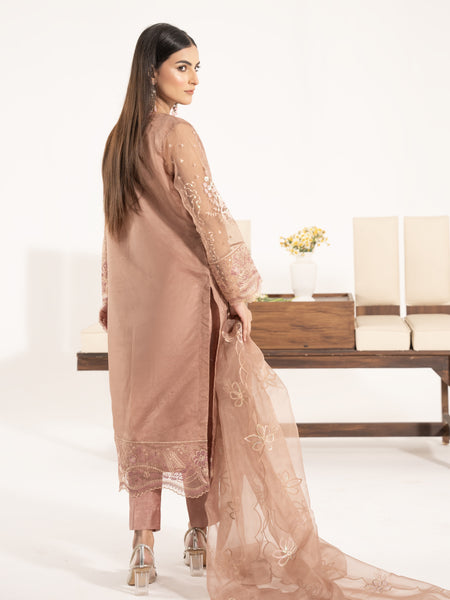 Organza 3pc Suit-Dusty Peach