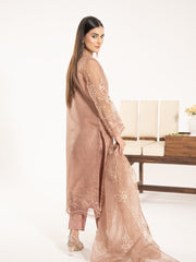 Organza 3pc Suit-Dusty Peach