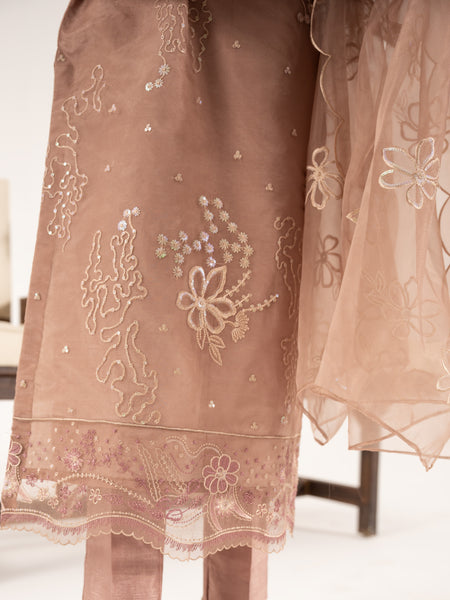 Organza 3pc Suit-Dusty Peach