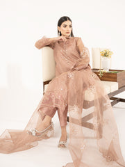 Organza 3pc Suit-Dusty Peach