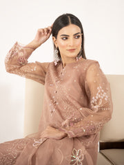 Organza 3pc Suit-Dusty Peach