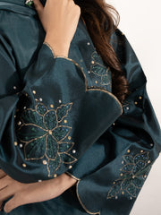 Swarovski Hand Embellished Silk 3pc Suit-Teal