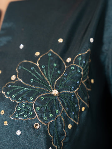 Swarovski Hand Embellished Silk 3pc Suit-Teal