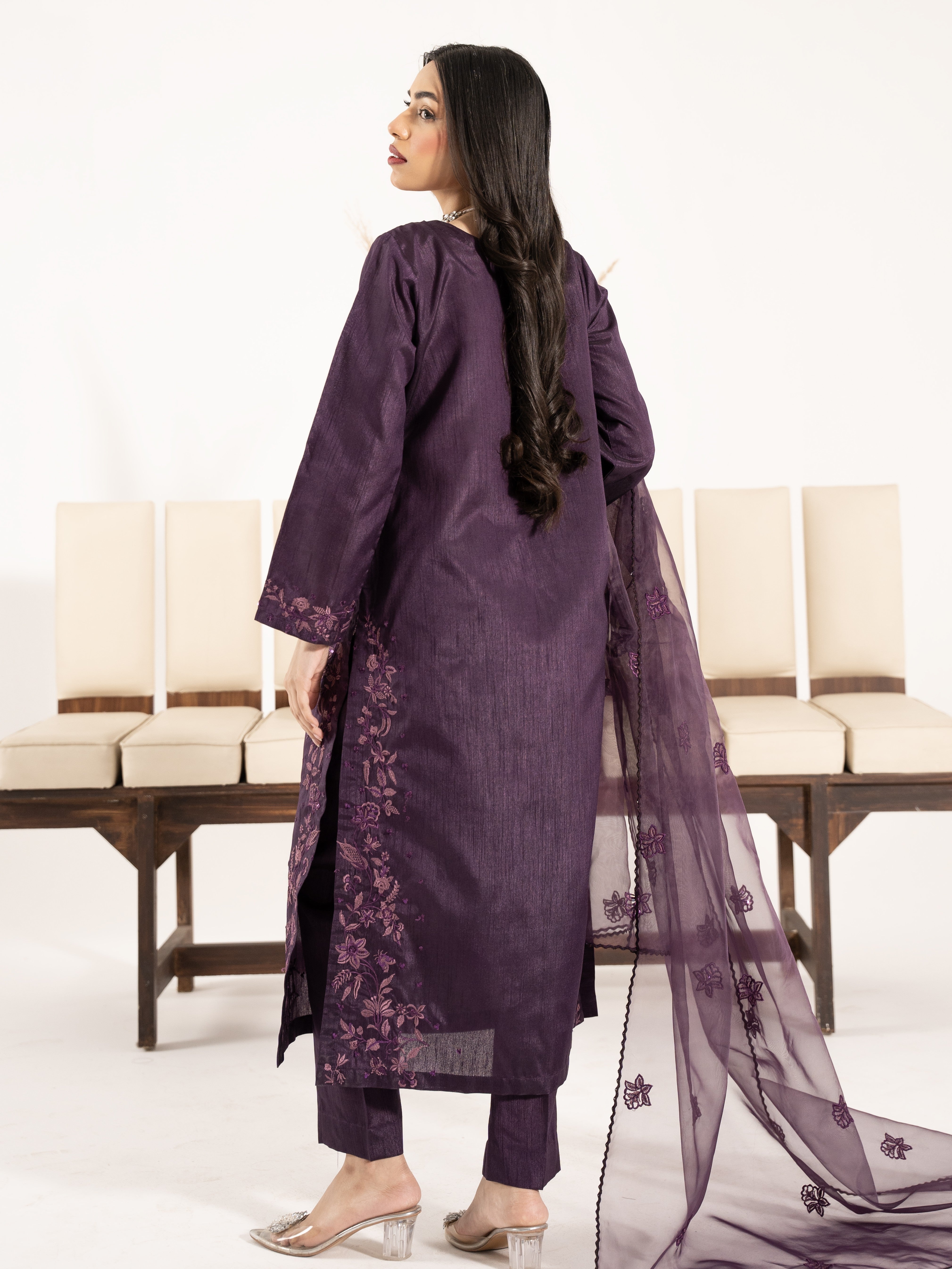 Raw Silk 3pc Suit-Dark Mauve
