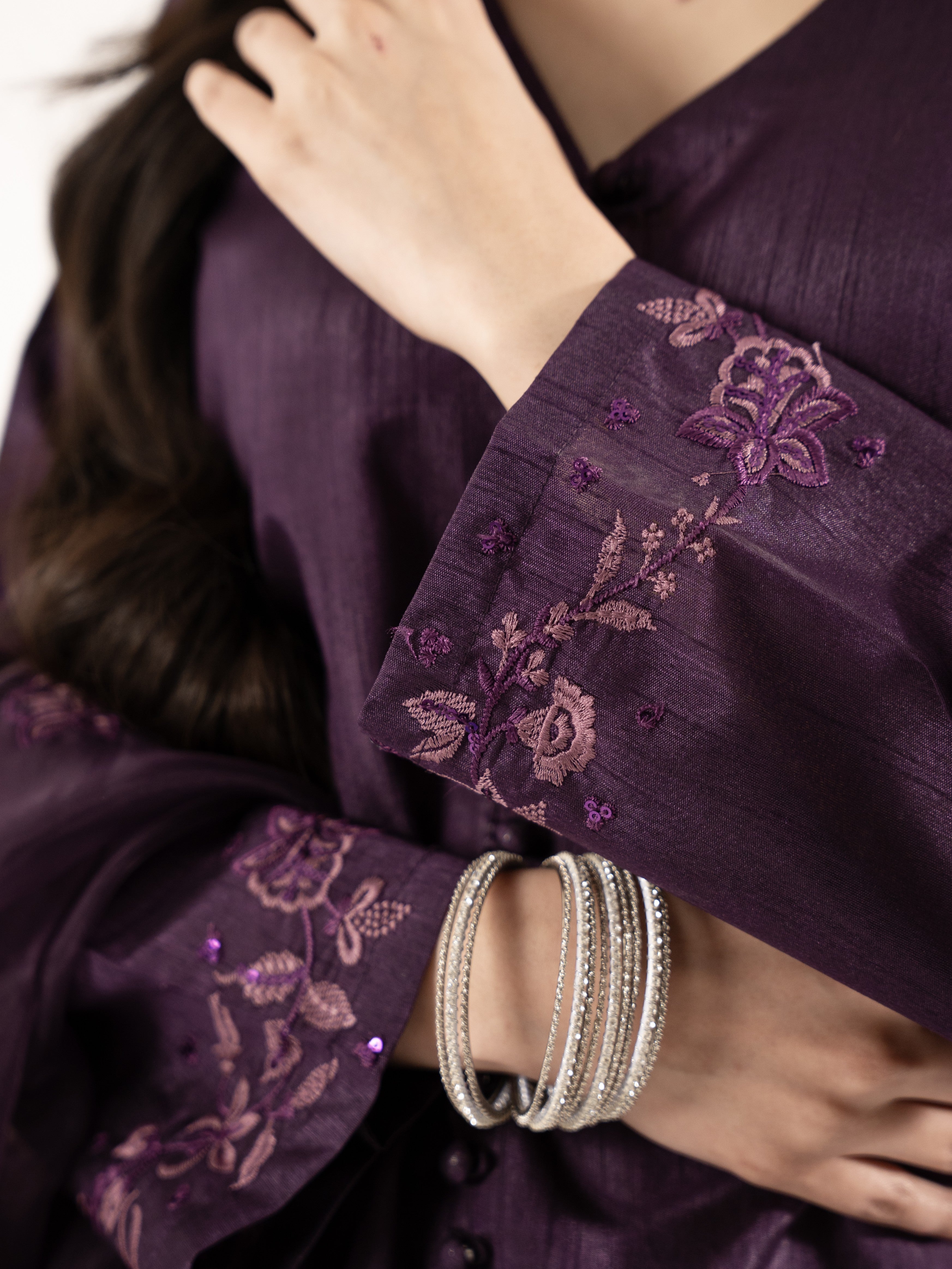 Raw Silk 3pc Suit-Dark Mauve
