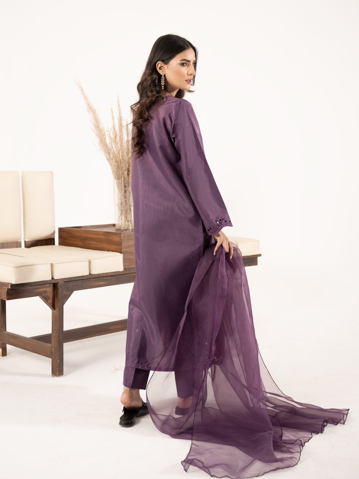 Raw Silk 3pc Suit- Purple