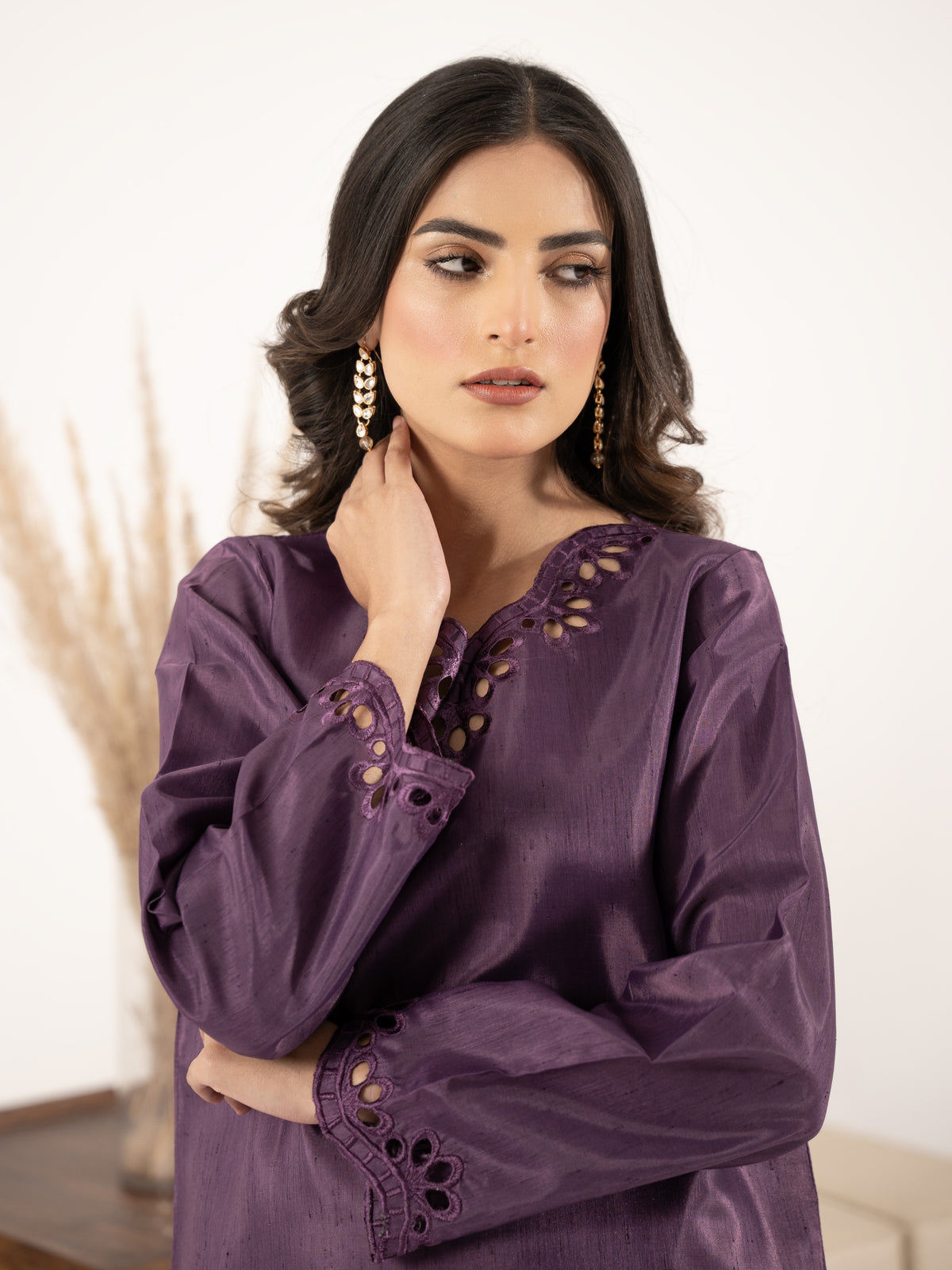 Raw Silk 3pc Suit- Purple