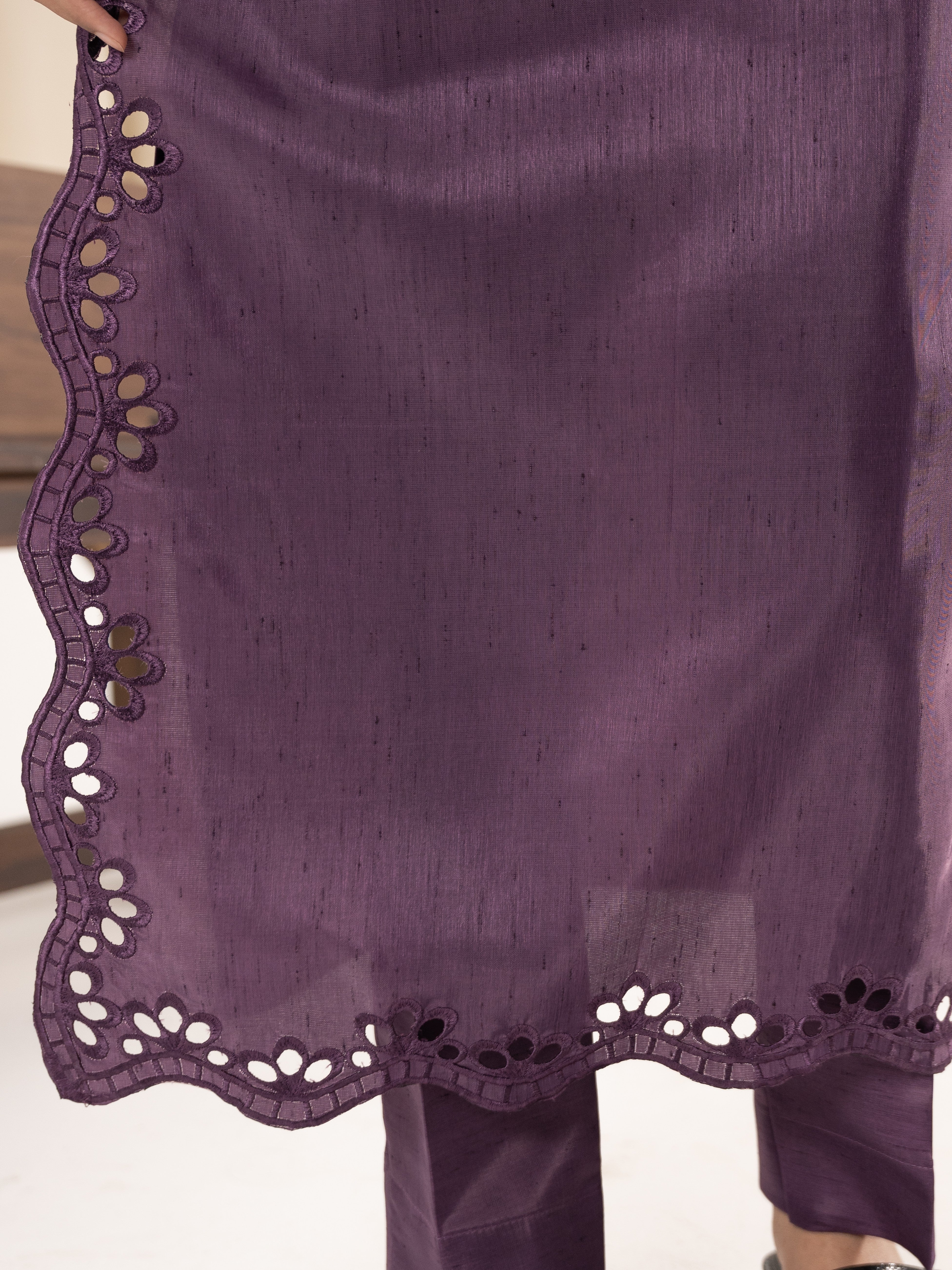 Raw Silk 3pc Suit- Purple