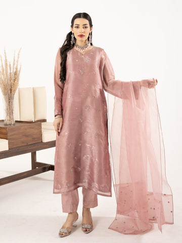 Sheesha Silk 3pc Suit-Lavender Pink
