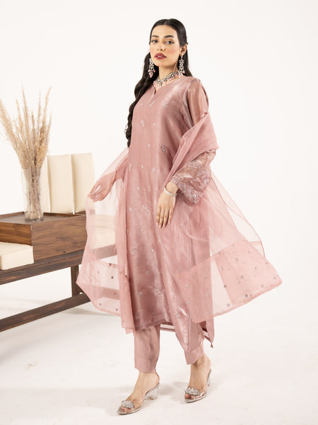 Sheesha Silk 3pc Suit-Lavender Pink