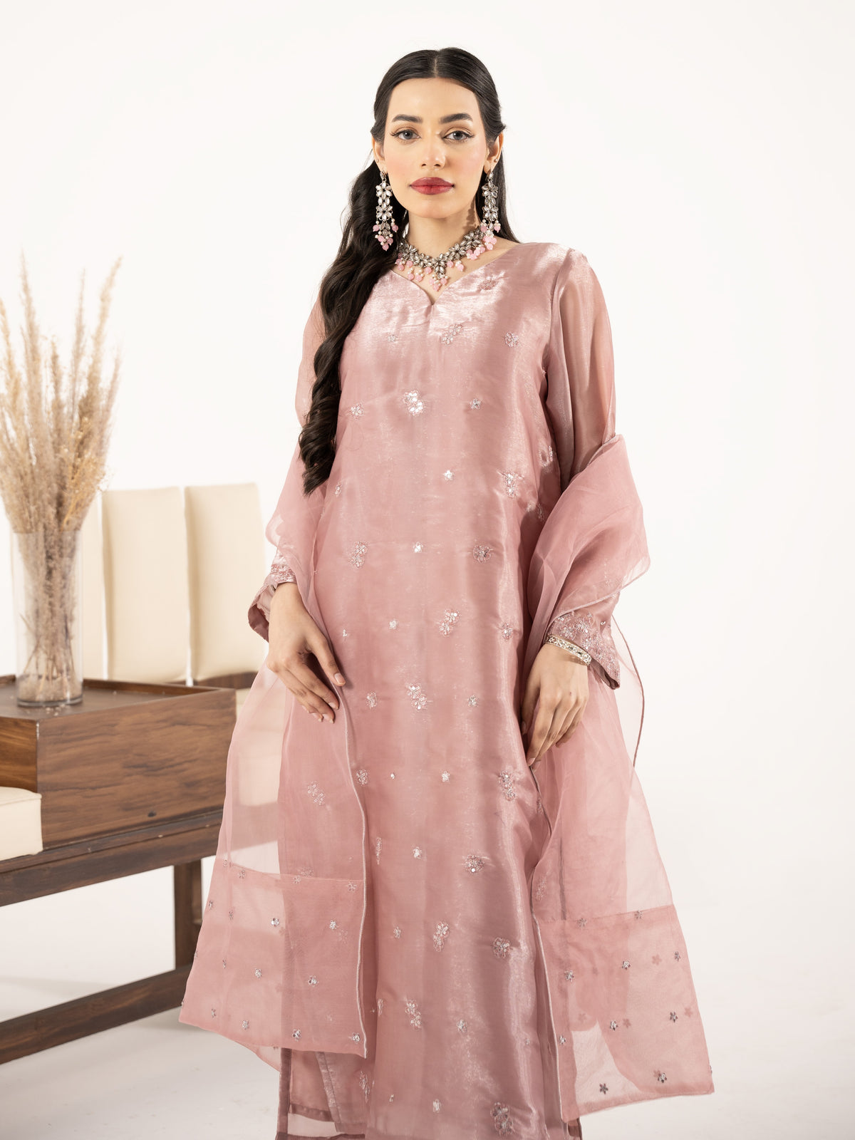 Sheesha Silk 3pc Suit-Lavender Pink