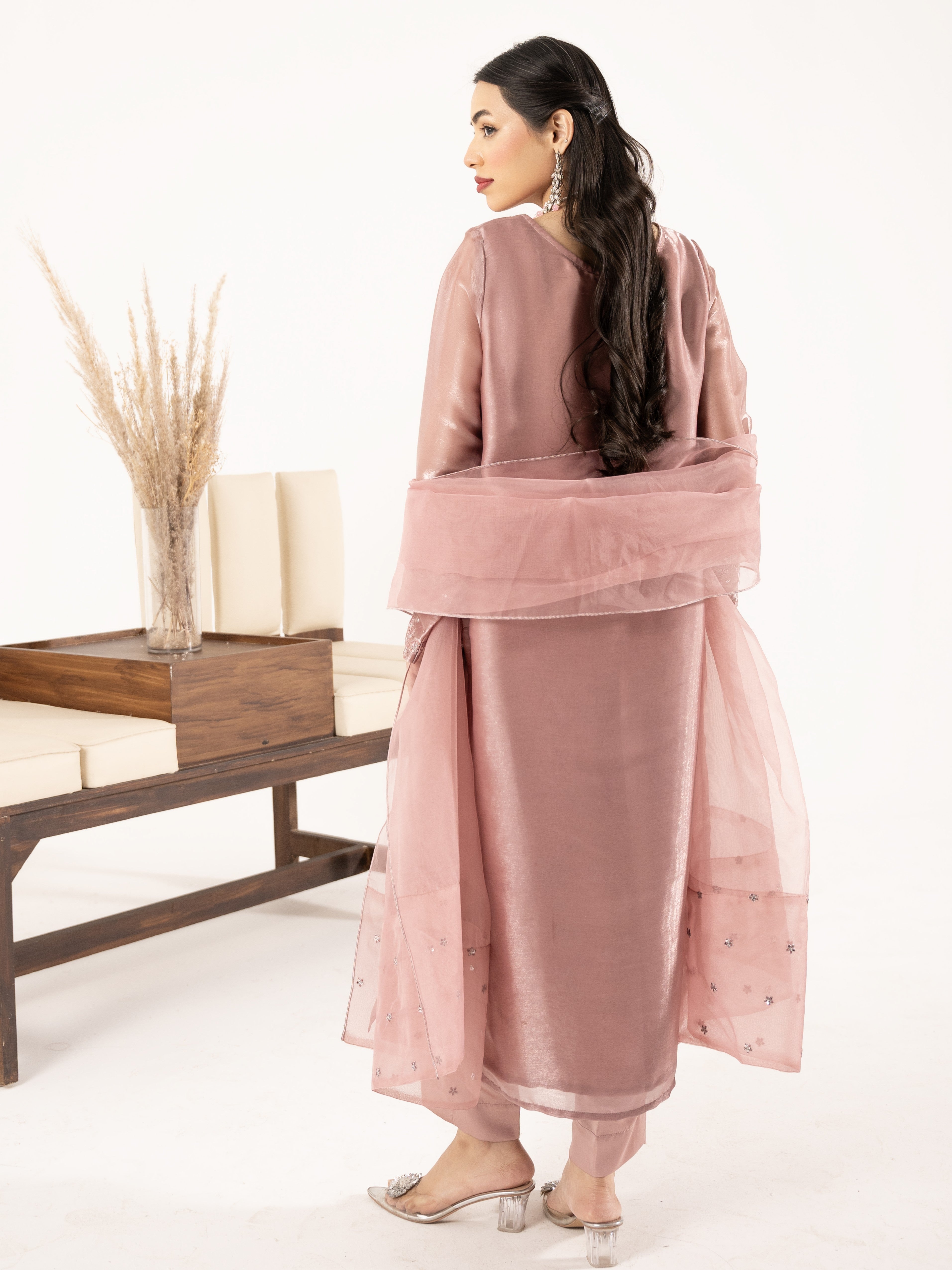 Sheesha Silk 3pc Suit-Lavender Pink