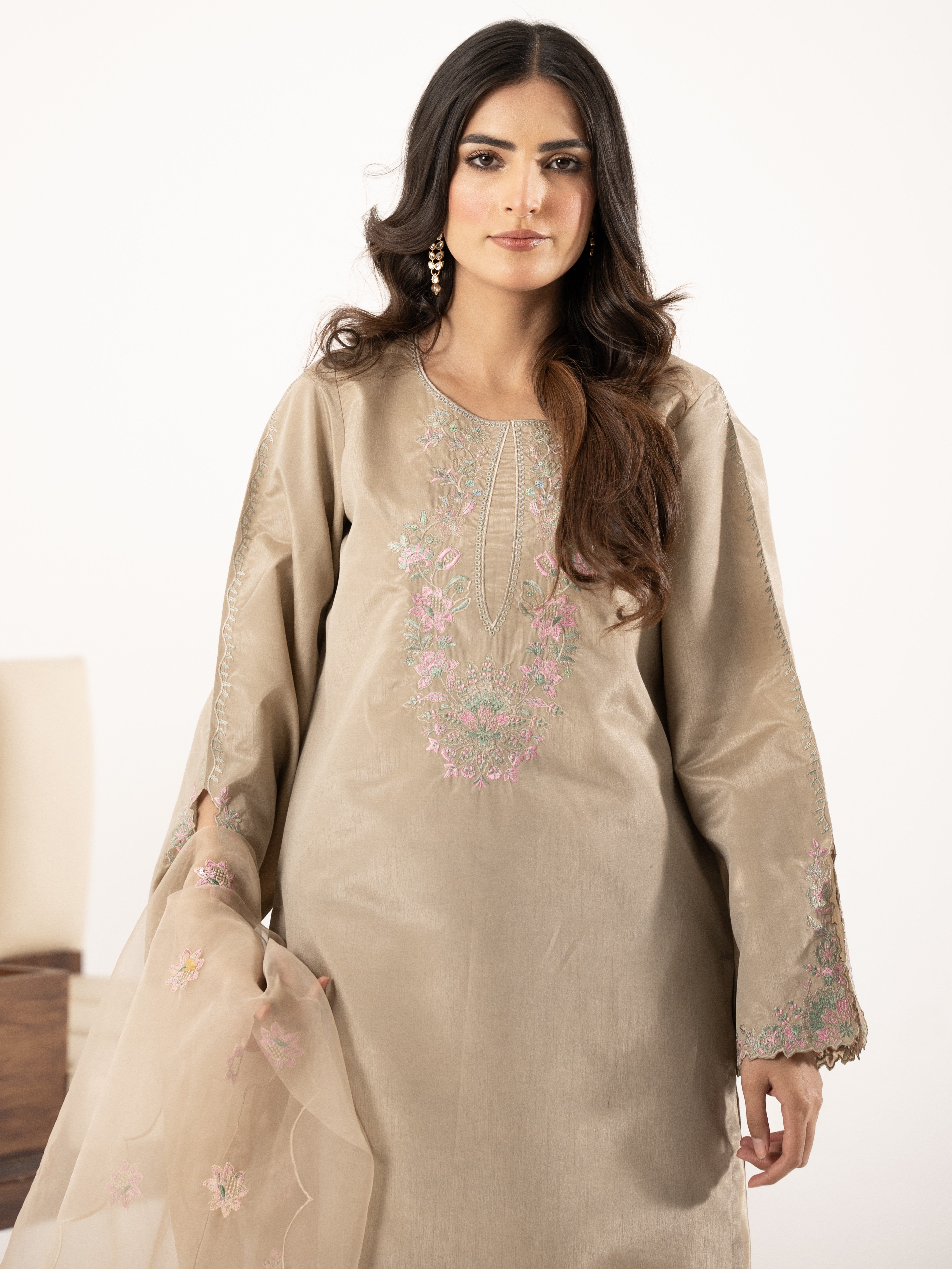 Raw Silk 3pc Suit-Champagne