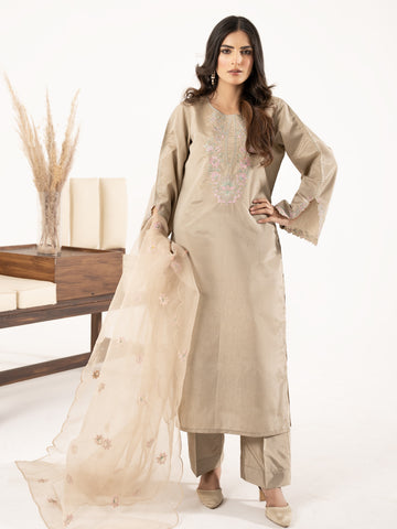 Raw Silk 3pc Suit-Champagne