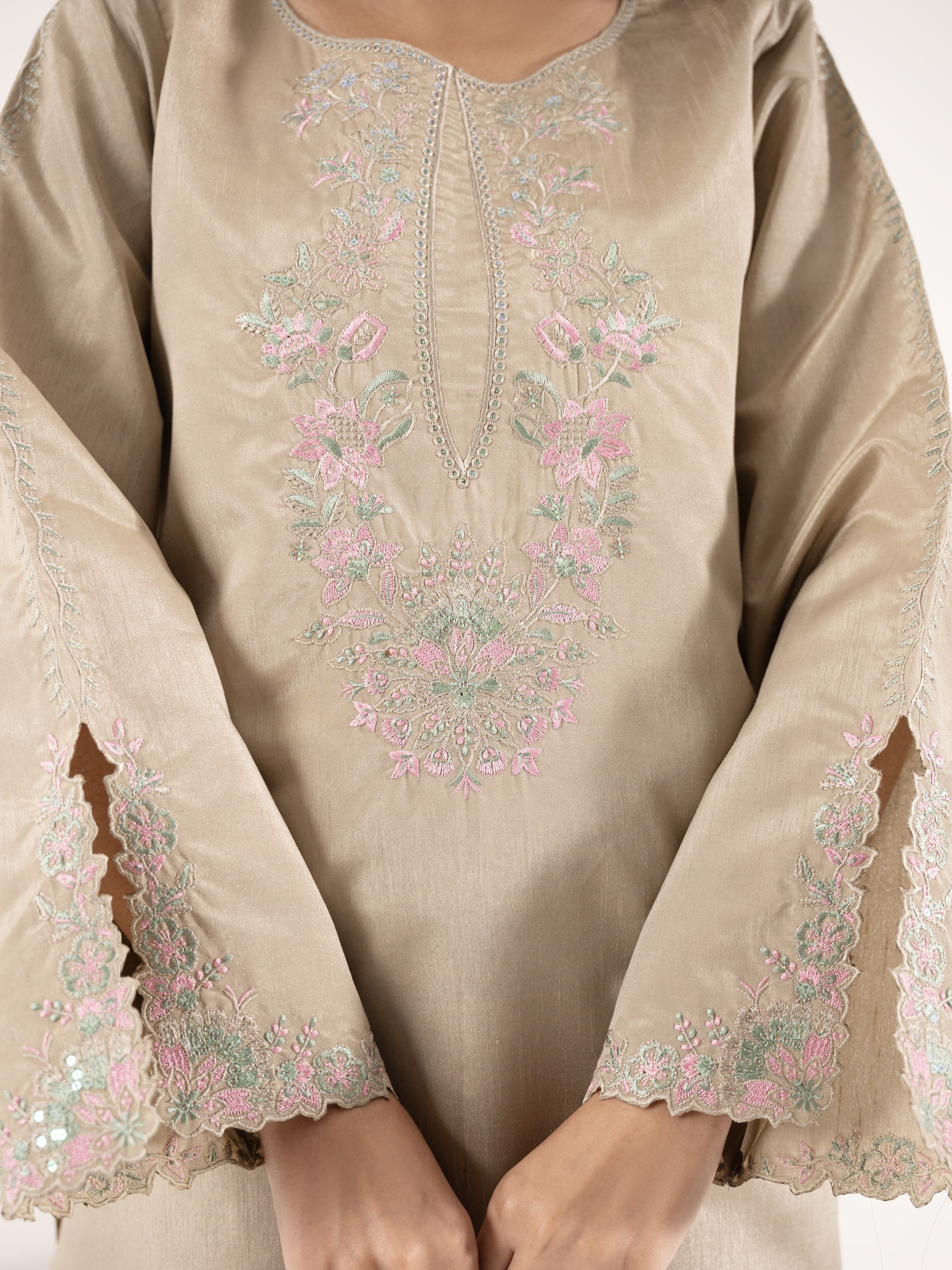Raw Silk 3pc Suit-Champagne