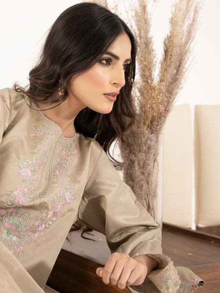 Raw Silk 3pc Suit-Champagne