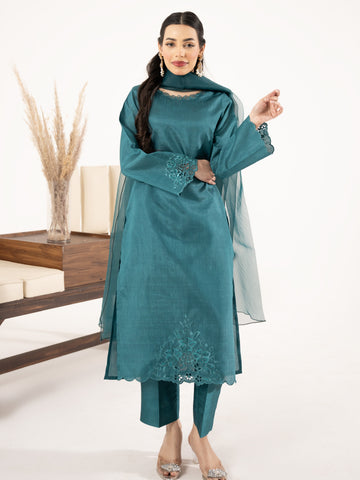 Raw Silk 3pc Suit-Sea Green