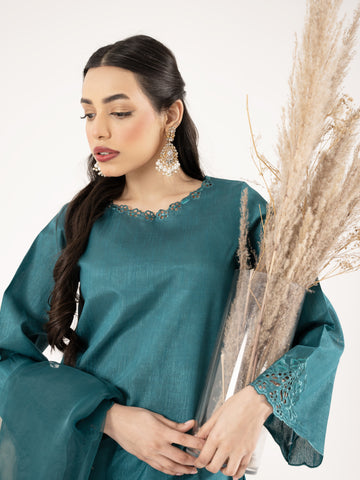 Raw Silk 3pc Suit-Sea Green