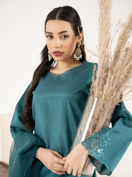 Raw Silk 3pc Suit-Sea Green
