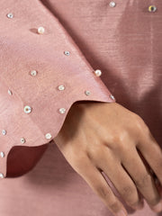 Swarovski Hand Embellished Raw Silk 3pc-Tea Pink