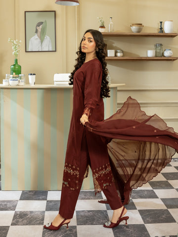 Maroon Mystique-3pc Chikankari Lawn Suit