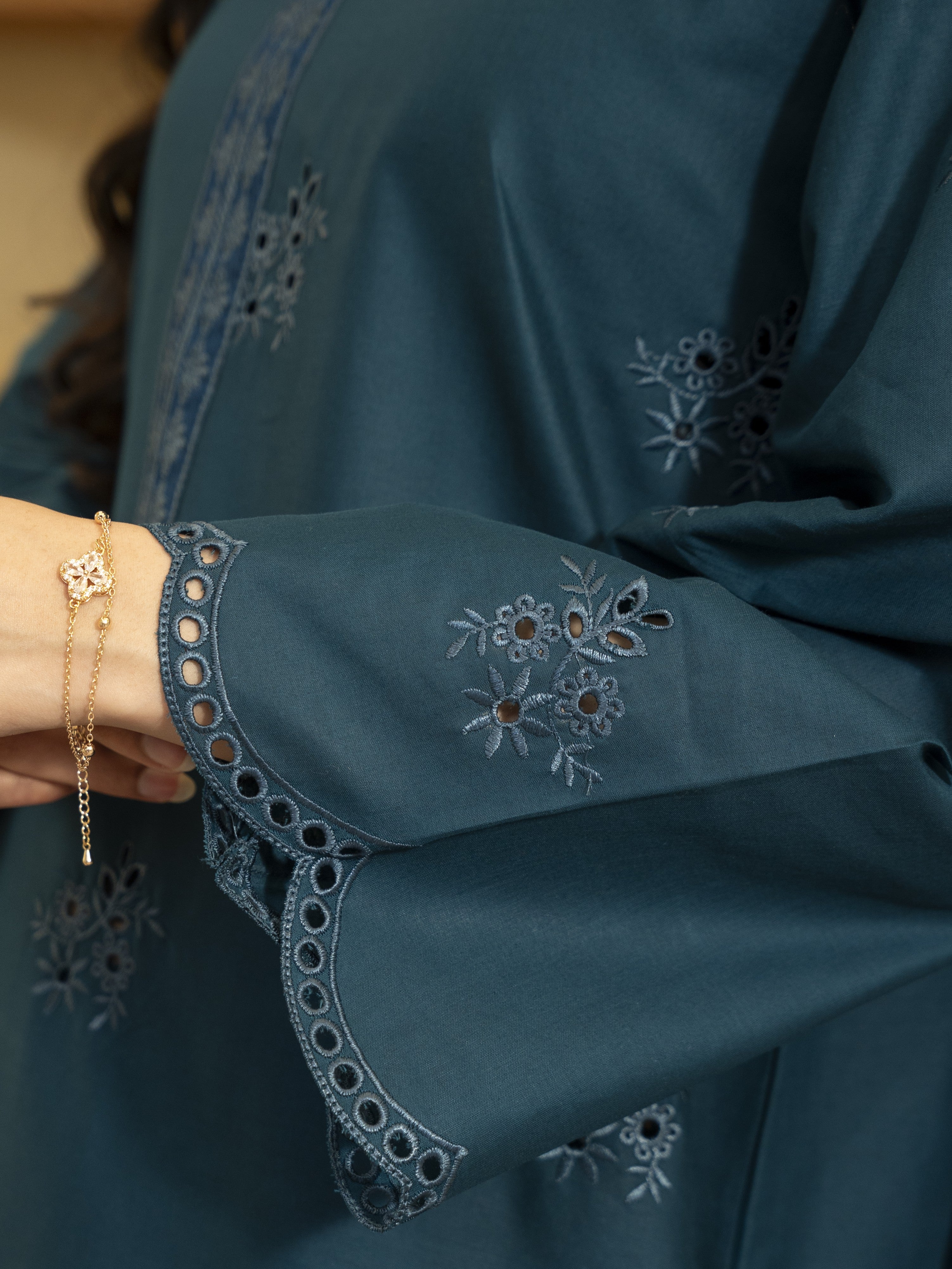 Teal Embroidered Lawn 3pc Suit