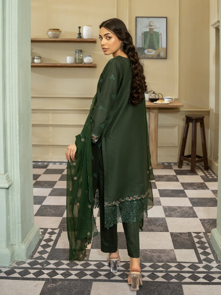 Emerald Green Embroidered Lawn 3pc Suit
