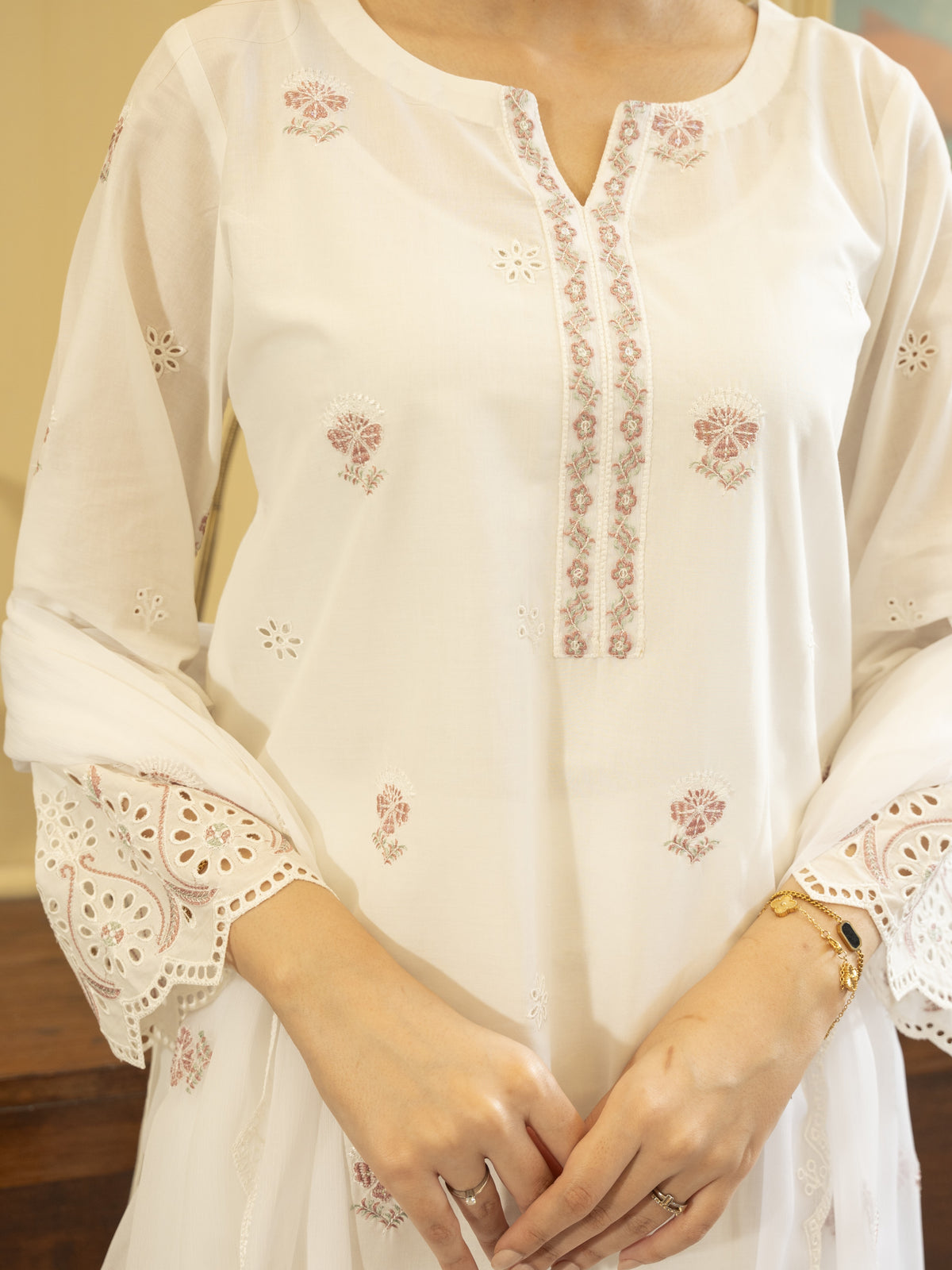 White Embroidered Lawn Suit
